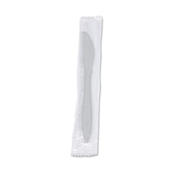 1,000 Pack Of Individually Wrapped Genuine Joe Plastic Knives