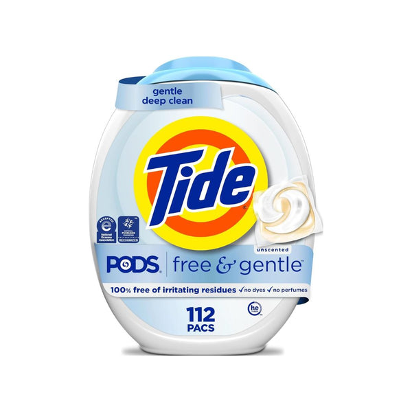 112 Tide PODS Free & Gentle Laundry Detergent Soap Pacs
