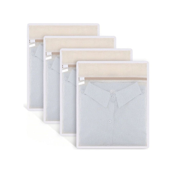 4 Pack Durable Cotton Mesh Laundry Bags