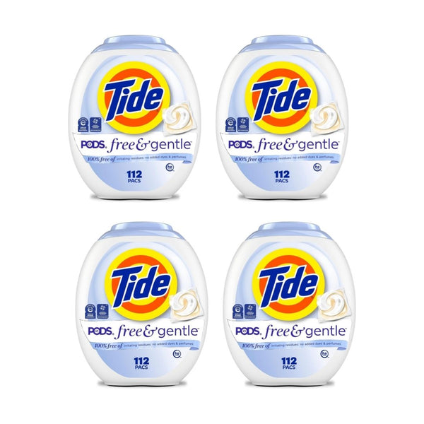 4 Pack 112-Ct Tide PODS Free & Gentle Laundry Detergent Soap Pacs