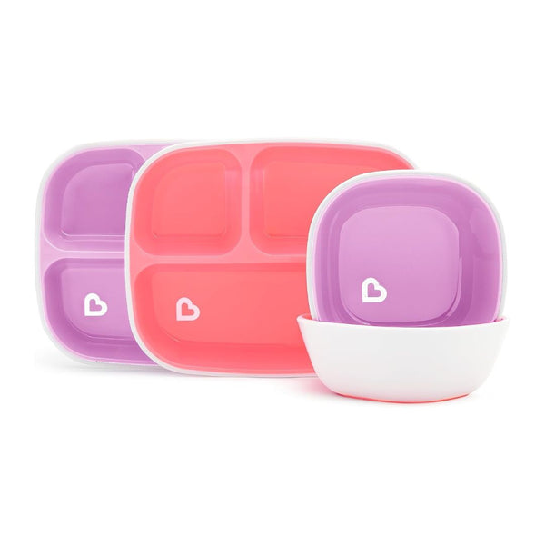 Munchkin Splash 4 Piece Toddler Divided Plate and Bowl Dining Set