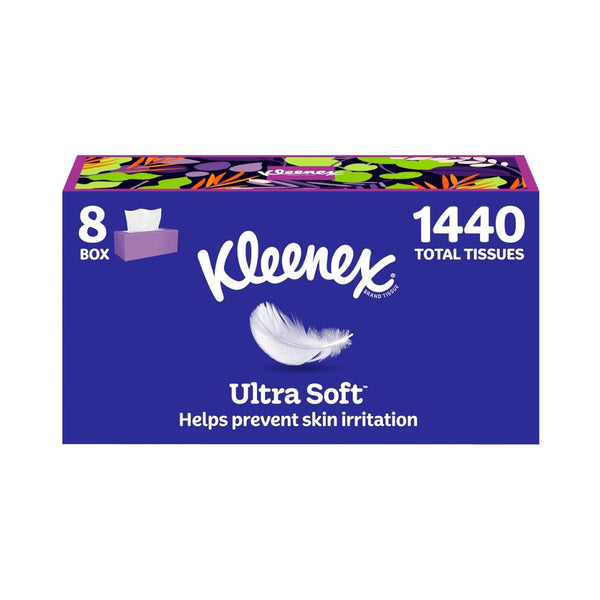 8 Flat Boxes Kleenex Ultra Soft Facial Tissues