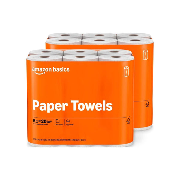 12 Basics Rolls Amazon Basics 2-Ply Flex-Sheets Paper Towels