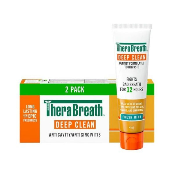 2 TheraBreath Deep Clean Fresh Mint Toothpastes