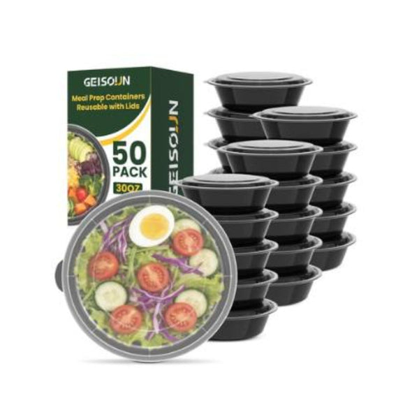 50-Pack Round Meal Prep Containers