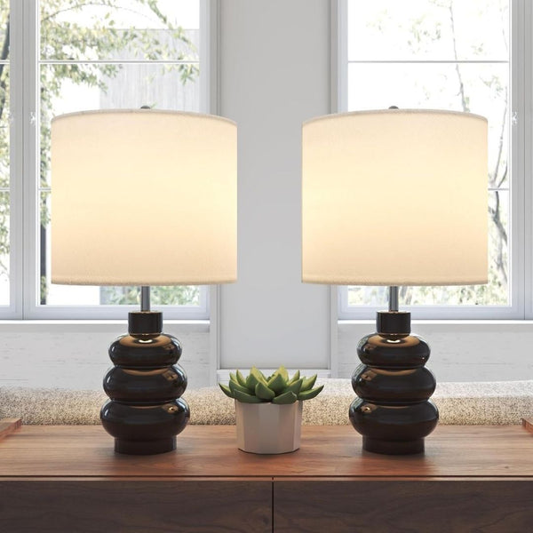 Set of 2 Ceramic Gourd Table Lamps