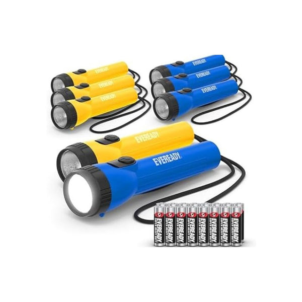 8-Pack Eveready LED Flashlight wih 16 AA Batteries