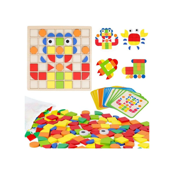 Wooden Pattern Block Mosaic Tile Shape Puzzle