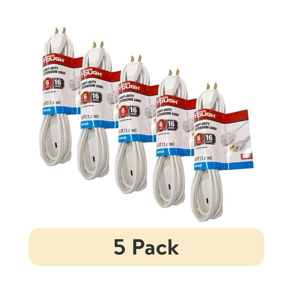 5 Pack Hyper Tough 6FT 16AWG Indoor Household Extension Cord