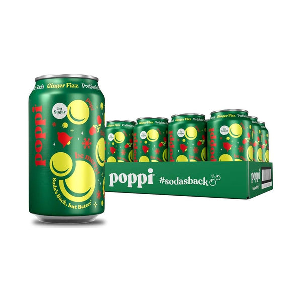 12 Cans of Poppi Prebiotic Ginger Fizz Soda