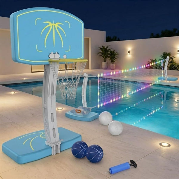 Pool Baseketball Hoop and Volleyball Set