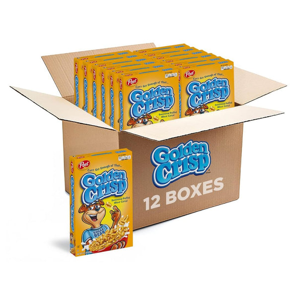 12 Boxes of Golden Crisp Sweetened Puffed Wheat Cereal