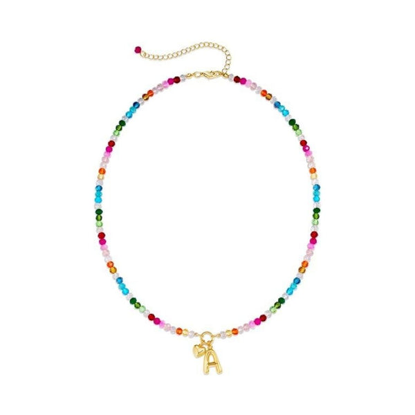 Colorful Beaded Initial Necklace (A–Z)