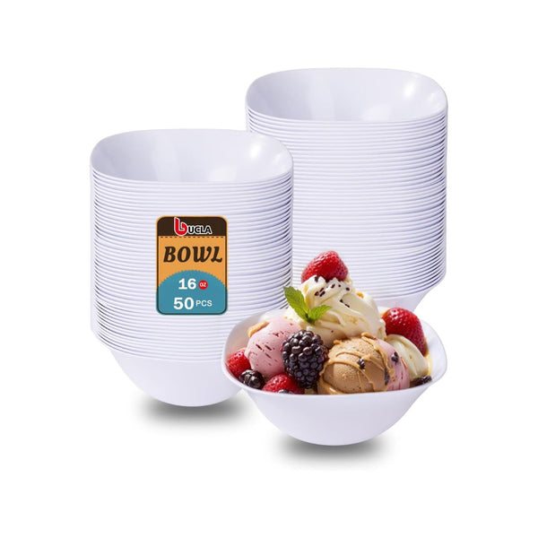 50 Pack Plastic Serving Bowls