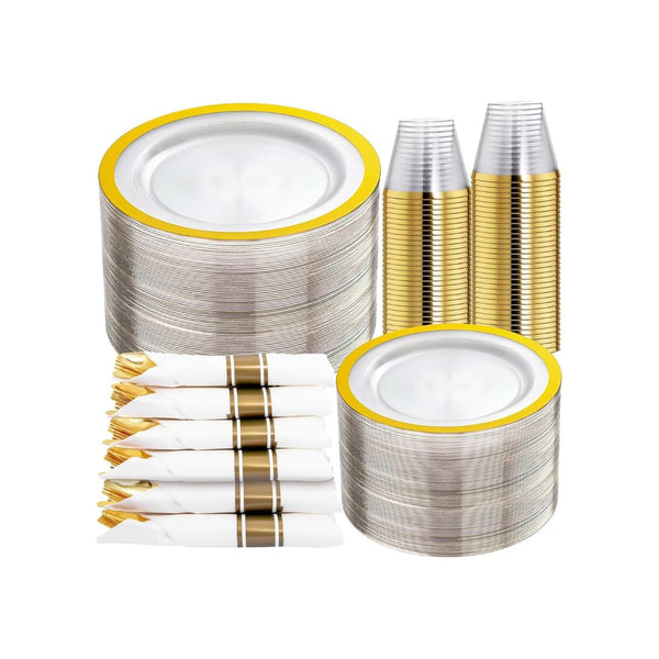 350 Pcs Plastic Disposable Dinnerware Set