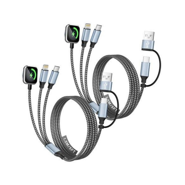 2 Pack 6-in-1 Travel Essentials Charging Cables With Apple Watch Chargers