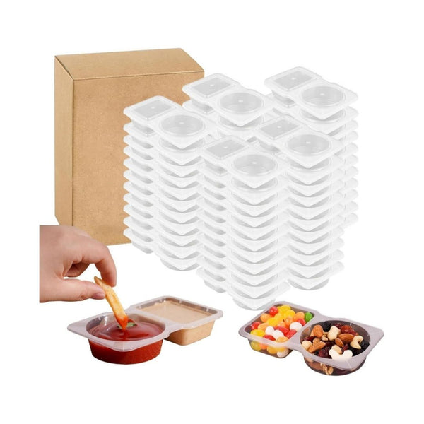 50-Pcs Double Compartment Condiment Container With Lids
