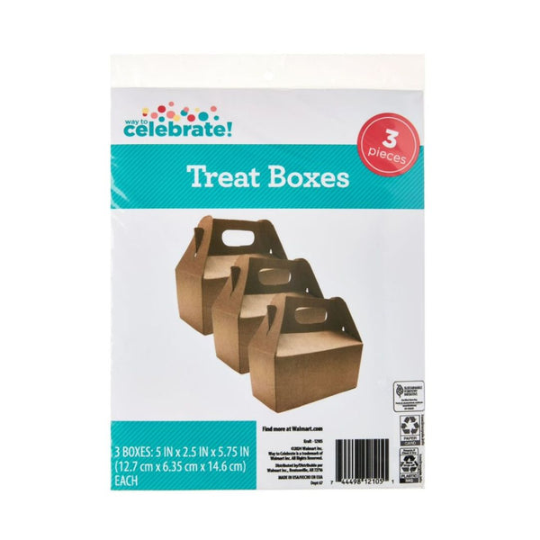 3-Count Way To Celebrate Kraft Treat Boxes with Handles