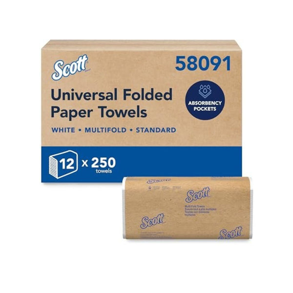 12 Packs Of 250 Scott Universal Multifold Paper Towels