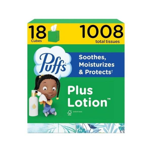 18 Cube Boxes Puffs Facial Tissues Plus Lotion