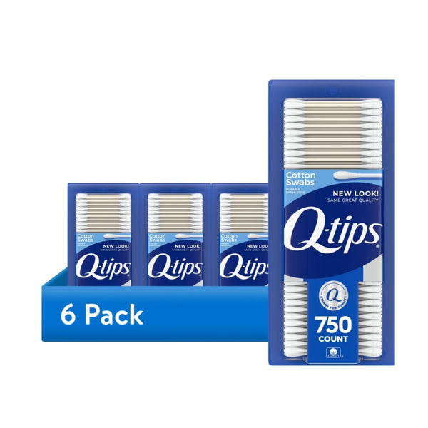 (6 pack) Q-tips Cotton Swabs (750 Count)