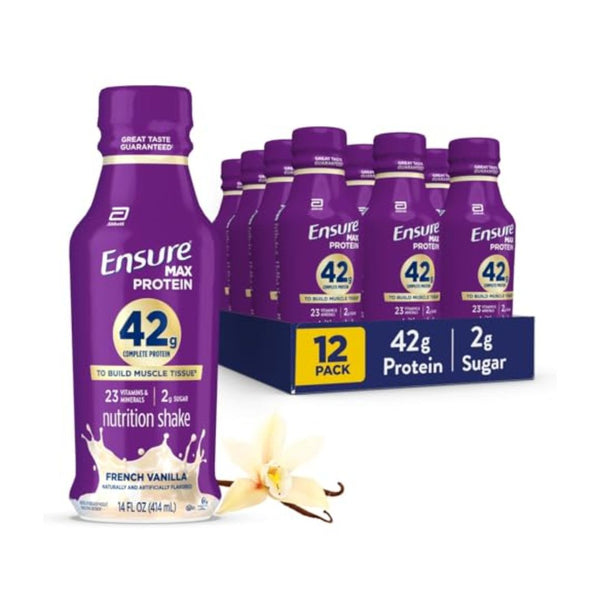 12 Pack Of Ensure Max 14oz. French Vanilla Protein Shakes (OU-D)