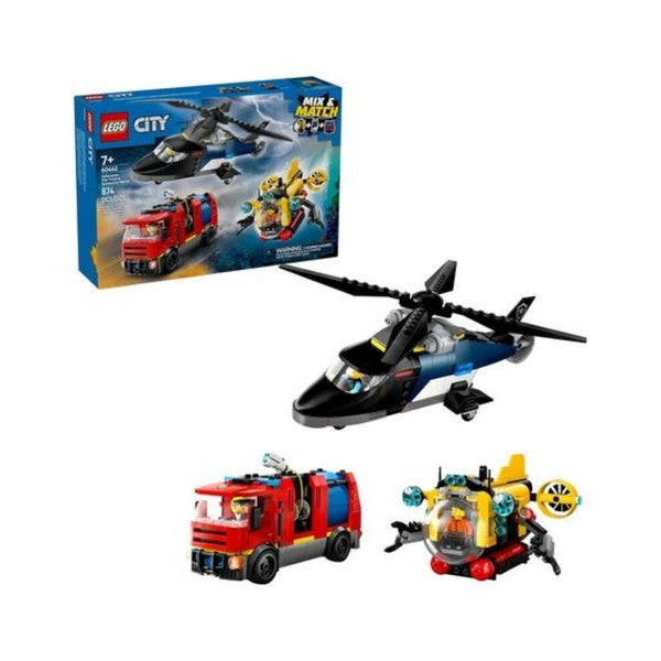 874-Pcs Lego City Helicopter, Fire Truck & Submarine Remix Building Set