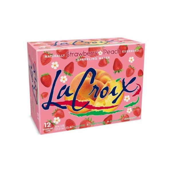 12 Cans LaCroix Strawberry Peach Sparkling Water