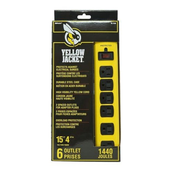 Yellow Jacket 15-Foot Heavy Duty Surge Protector Strip