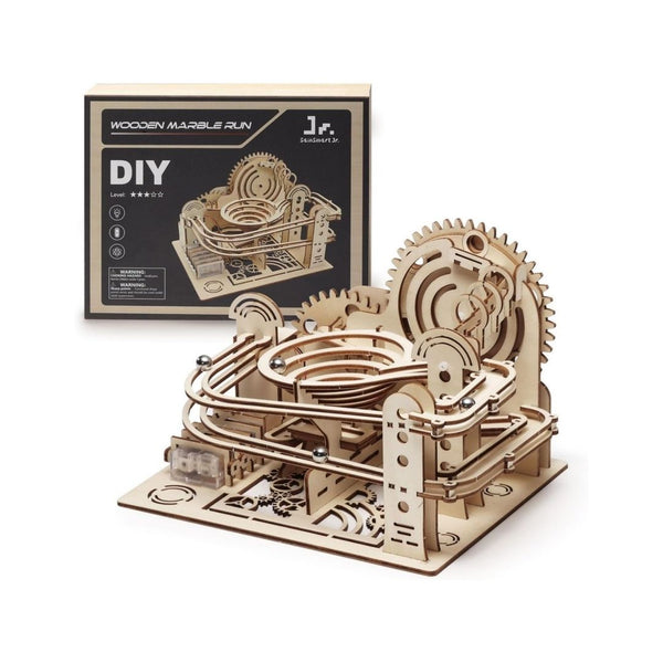 112 Pcs and 4 Marbles Wooden Marble Run Building Kit