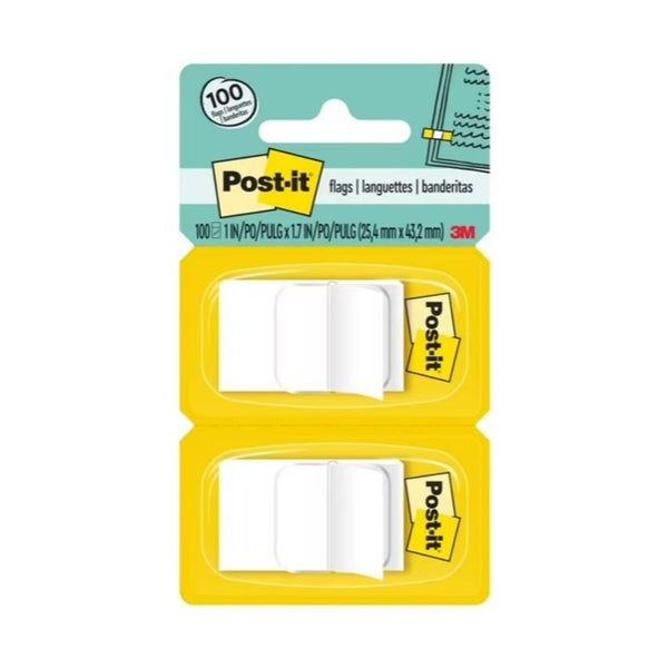 Post-it 1″ Wide Flags, White (2 Dispensers/Pk)