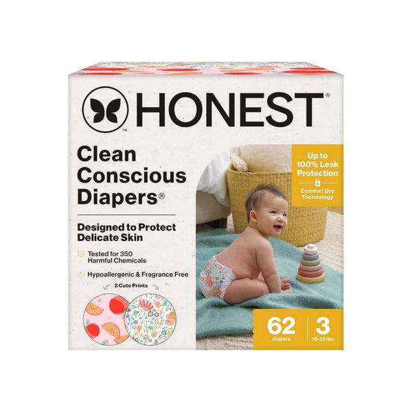 62-Count Size 3 The Honest Company Comfort Dry Disposable Diapers