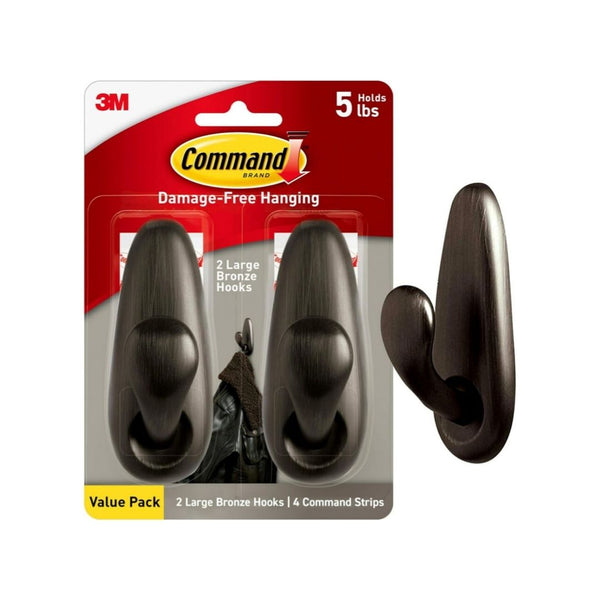 2 Command 5 lb Large Oil Rubbed Bronze Metal Hooks