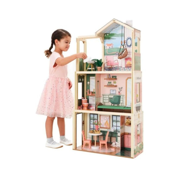 KidKraft Click & Play Fully Assembled Pop-Up Wooden Dollhouse