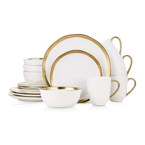 16 Piece Stone Lain Modern Porcelain Dinnerware Set