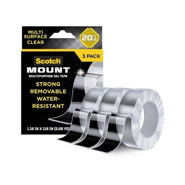 3 Rolls Scotch-Mount Multi-Purpose Gel Mounting Tape