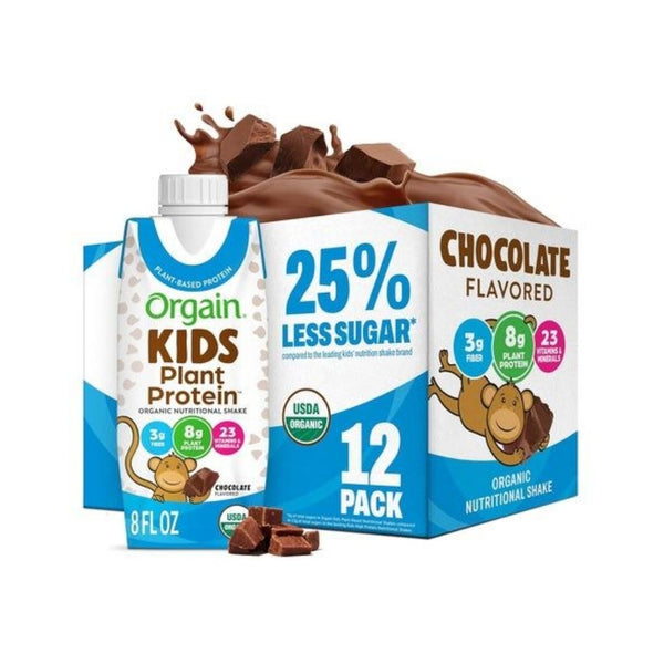 12 Orgain Kids Chocolate Vegan Protein Shakes (OU-8oz)