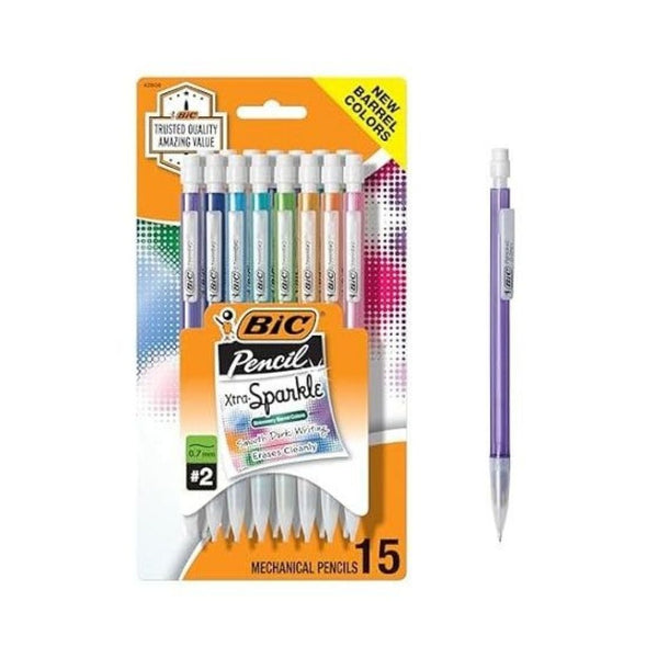 15 BIC Xtra Sparkle No. 2 Mechanical Pencils with Erasers
