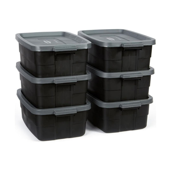 6-Pack 10 Gal Rubbermaid Totes for Storage with Lids