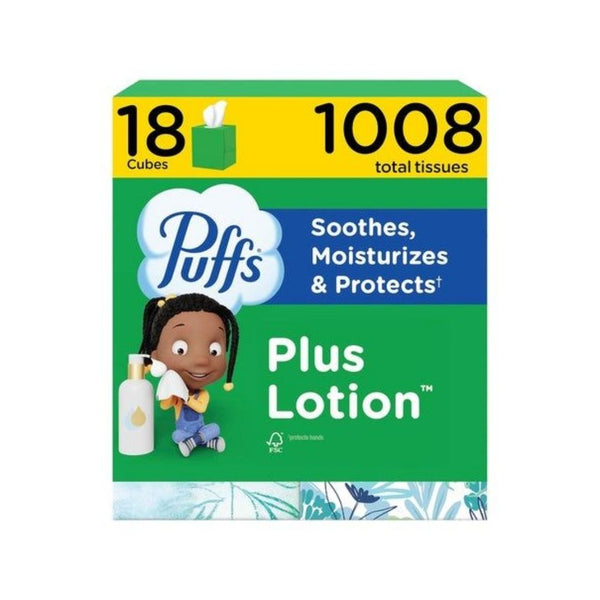 18 Cube Boxes Puffs Facial Tissues Plus Lotion