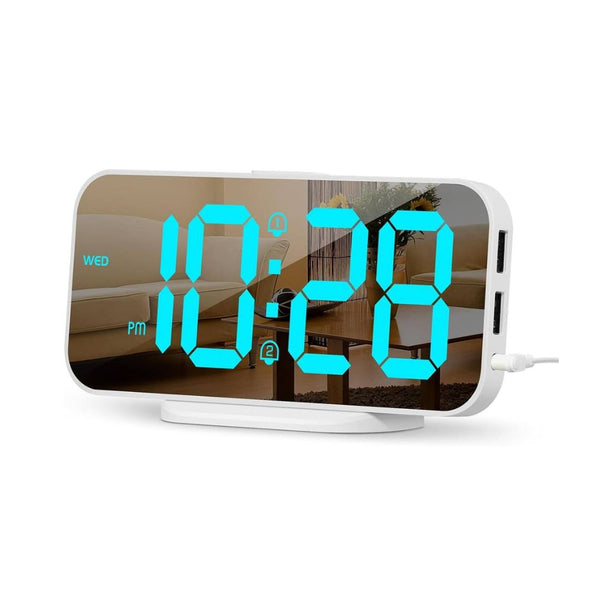 Slim Digital Alarm Clock with USB Charger Ports