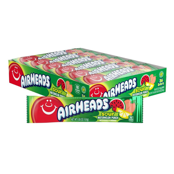 36 Airheads Sour Full-Size Candy Bars, Sour Watermelon