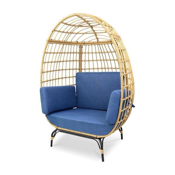 SereneLife Wicker Rattan Egg Chair with Cushions