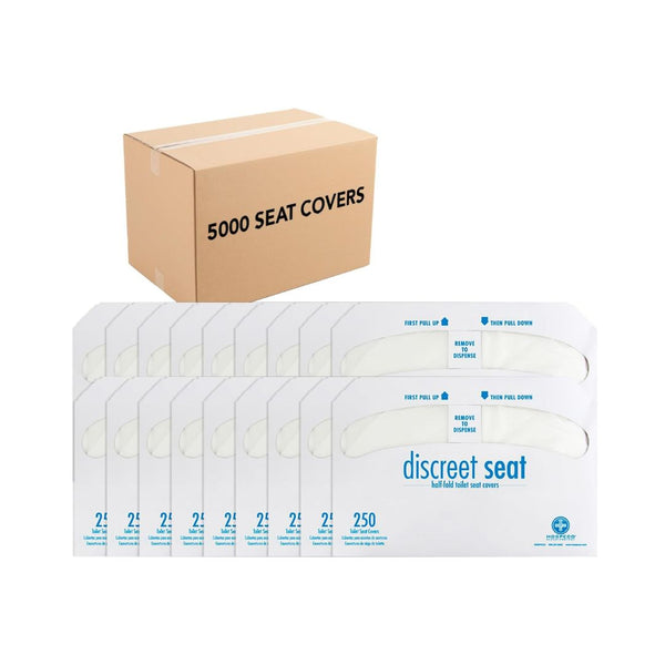 25 Packs of Discreet Seat Half-Fold Toilet Seat Covers (250/pack, 5,000 Total)