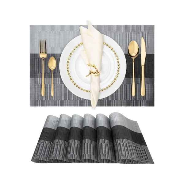 Set of 6 Non-Slip Vinyl Woven Placemats