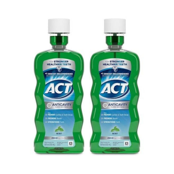 2 Bottles ACT Anticavity Fluoride Mouthwash