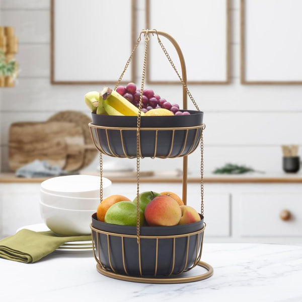 2-Tier Metal Fruit and Vegetable Storage Basket