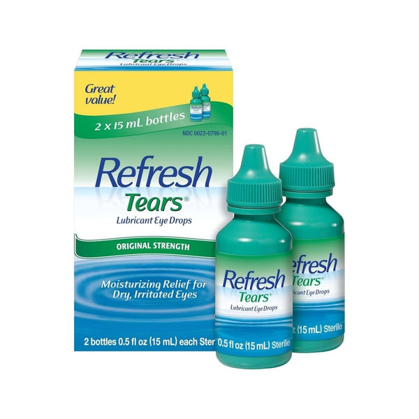 2-Pack Refresh Tears Eye Drop Liquid Lubricant Bottle