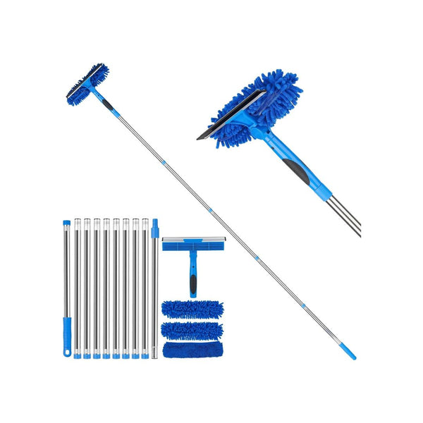 2-in-1 Window Cleaner with 14.75ft Long Extension Pole