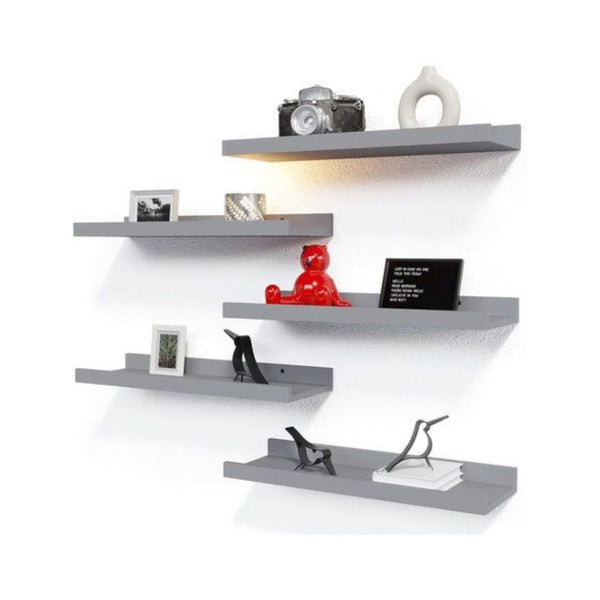 5 Piece Floating Wall Shelf Set With Lip